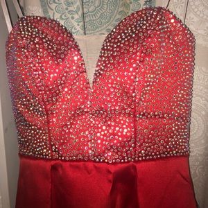 Red Beaded Prom Dress